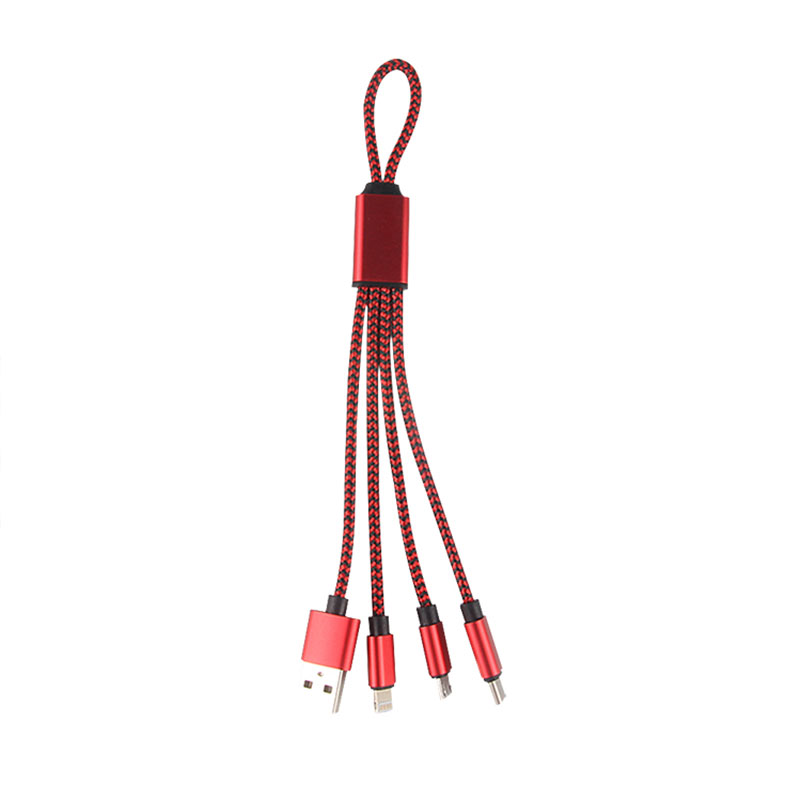 Keychain Nylon Braided 3 in 1  Multi Charging USB Cable