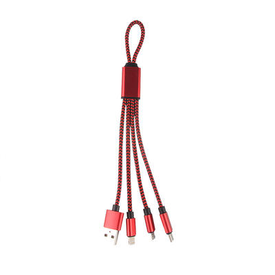Keychain Nylon Braided 3 in 1  Multi Charging USB Cable