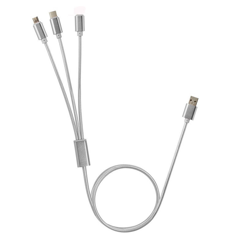 3FT Nylon Braided 3 In 1 Multi USB Charging Cable Wholesale