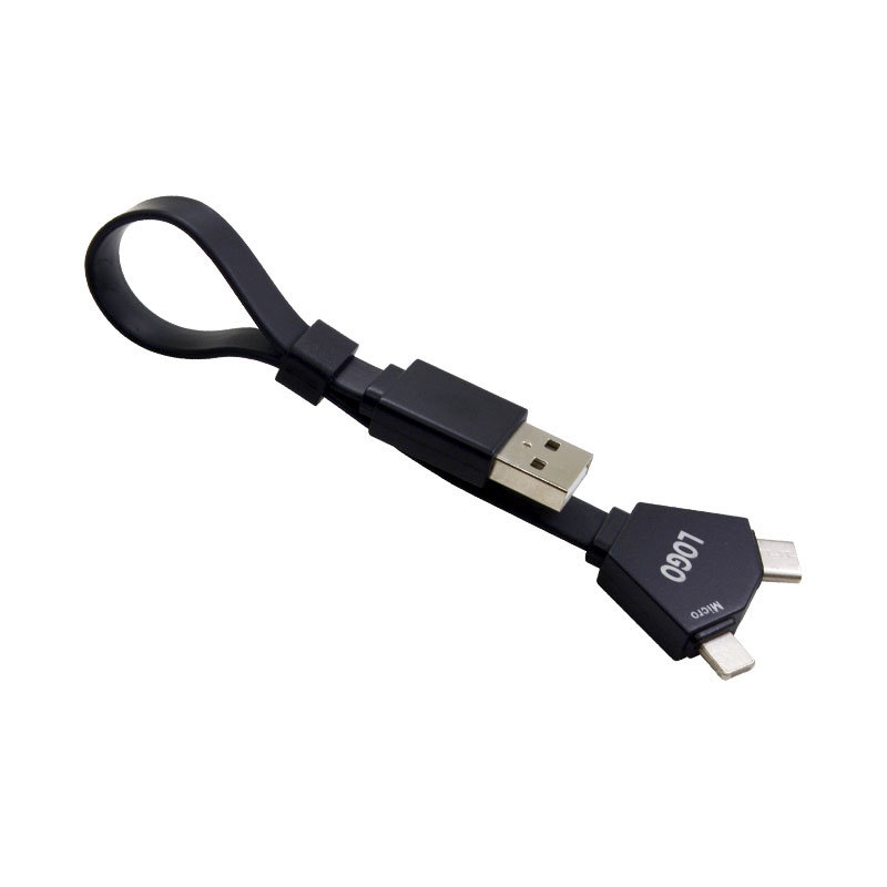 Y Shape Keychain Lightning Multi USB Charging Cable With Custom Logo