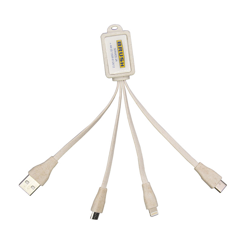 4 In 1 Eco-friendly Biodegradable Charging Cable With Rubber Logo