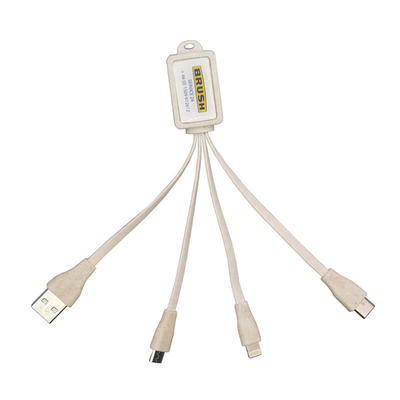 4 In 1 Eco-friendly Biodegradable Charging Cable With Rubber Logo