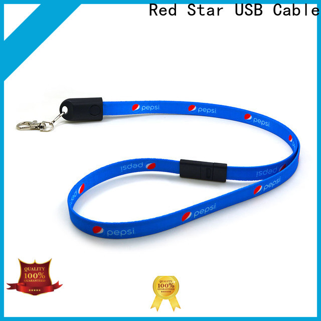 Red Star high-quality lanyard charger cable with easy breakaway for phone