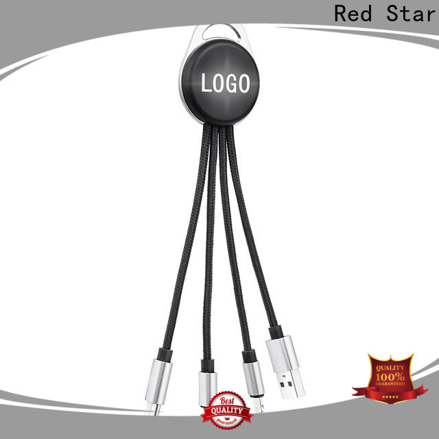 Red Star nylon braided multi charging cable with custom logo for phone