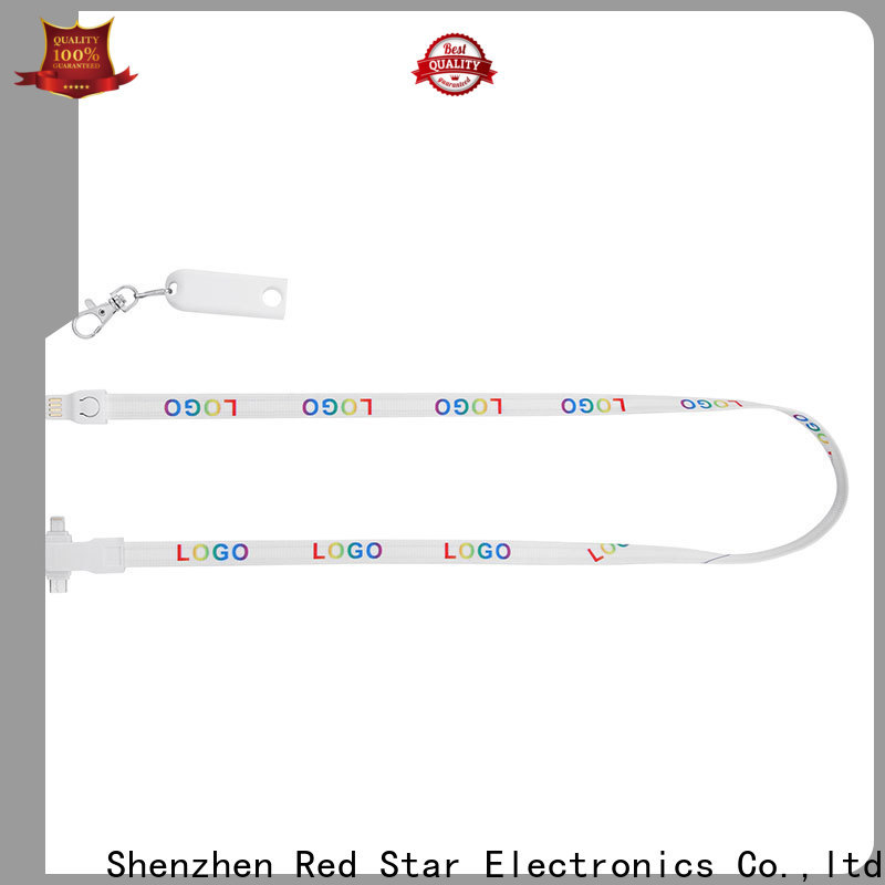 Red Star lanyard usb cable with safety lock for work