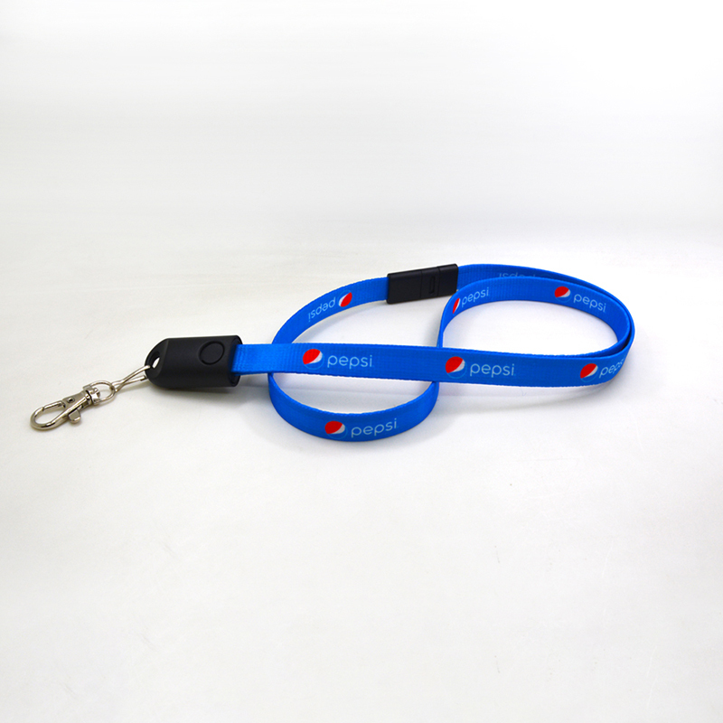 2 in 1 Lanyard Data Cable with Safety Lock for Mobile Phone