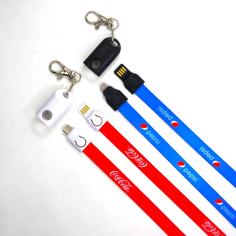 2 in 1 Adapter Lanyard Cable with Safety Buckle for Card Holder