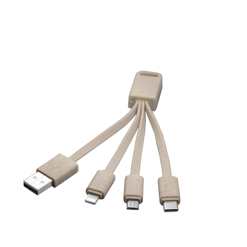 Eco-friendly Wheat Straw 4 in 1 Charger Data Cable