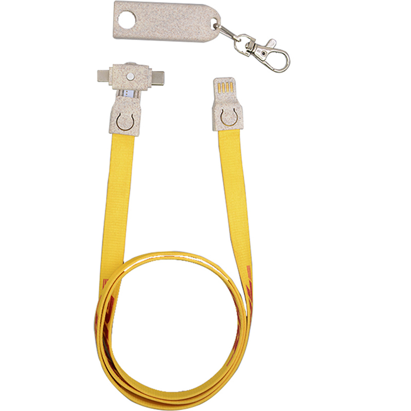 Eco-friendly Polyester 3 in 1 Lanyard Charging Cable with OEM Logo